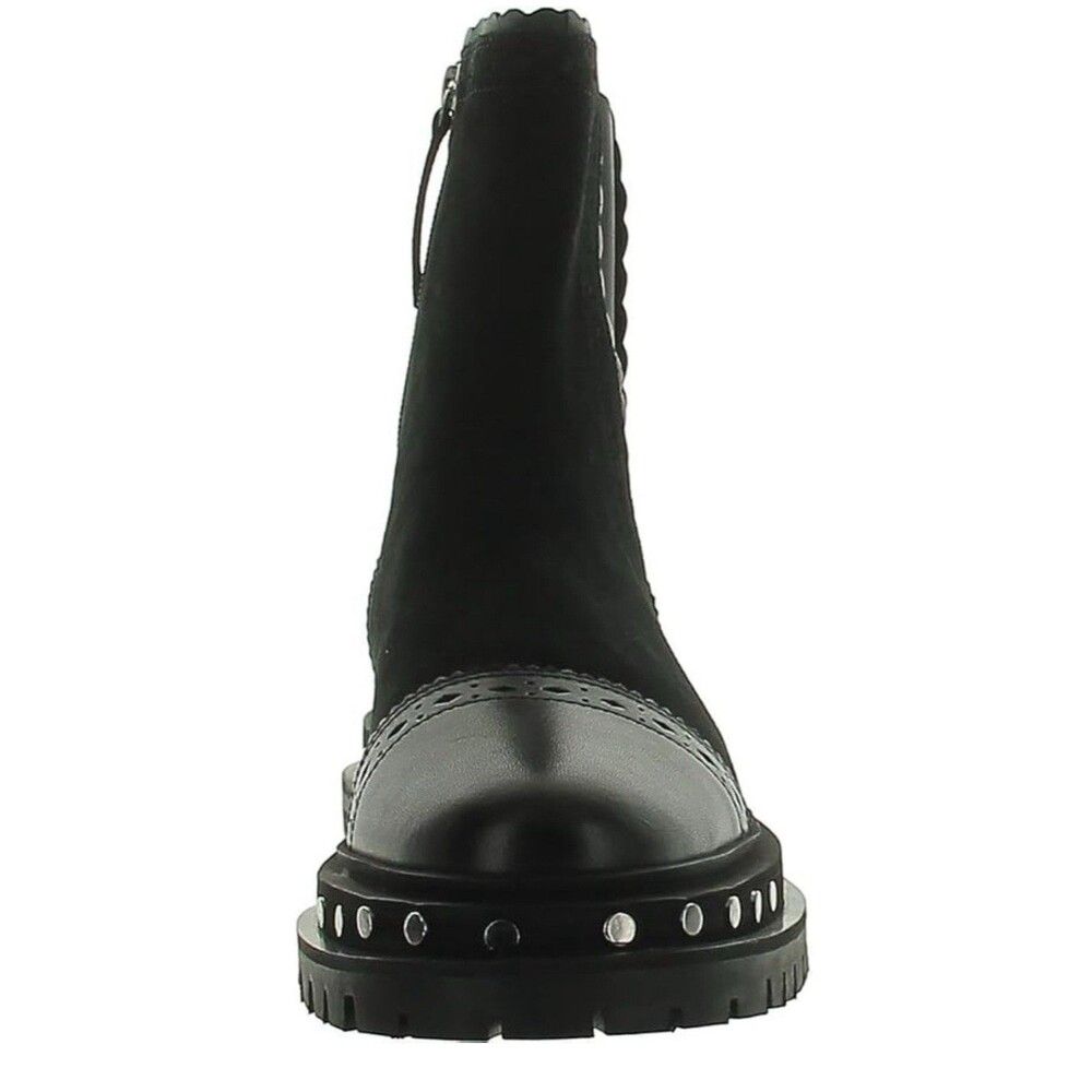 EUC Free People Tate Black Suede Chelsea Boots Size 6.5 Women's Side Zip Chunky - Picture 4 of 14